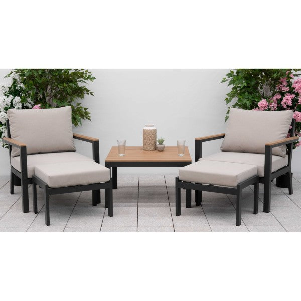 Heidi 5pc Lounging Set with Square Side Table - Staffordshire Hot Tubs & Swimspas