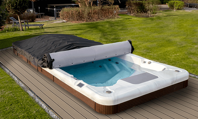 Pool cover RioGrande Rollcover BlackTex – Staffordshire Hot Tubs & Swimspas