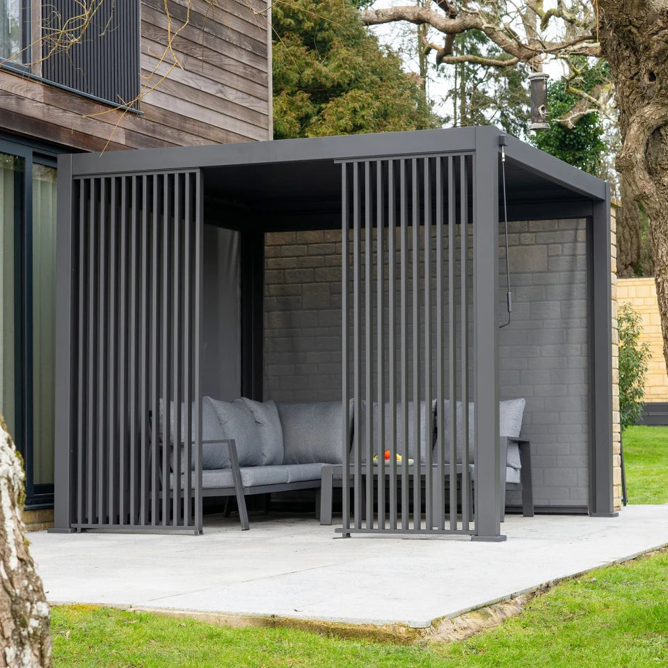 Aluminium Vertical Louvre Side Panel - 1.0m x Single Panel in Graphite Grey - Staffordshire Hot Tubs & Swimspas