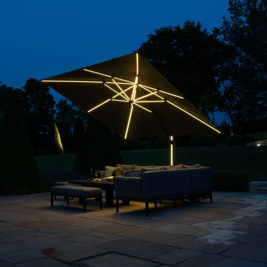 Astra 3m Square LED Cantilever Parasol - Grey - Staffordshire Hot Tubs & Swimspas