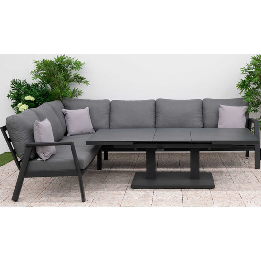 Phoenix L-Shaped Corner Sofa Lounge Dining Set with Rectangular Extending Rising Table - Grey - Staffordshire Hot Tubs & Swimspas