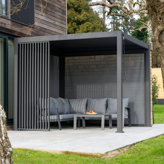 Aluminium Vertical Louvre Side Panel - 1.0m x Single Panel in Graphite Grey - Staffordshire Hot Tubs & Swimspas