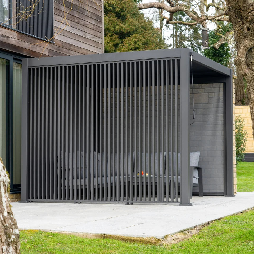 Aluminium Vertical Louvre Side Panel - 1.0m x Single Panel in Graphite Grey - Staffordshire Hot Tubs & Swimspas