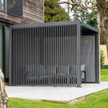 Aluminium Vertical Louvre Side Panel - 1.0m x Single Panel in Graphite Grey - Staffordshire Hot Tubs & Swimspas